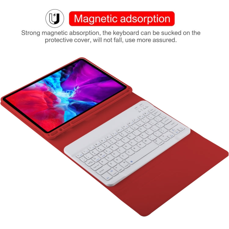 TG11B Detachable Bluetooth White Keyboard + Microfiber Leather Tablet Case for iPad Pro 11 inch (2020), with Pen Slot & Holder (Red) - For iPad Pro by PMC Jewellery | Online Shopping South Africa | PMC Jewellery