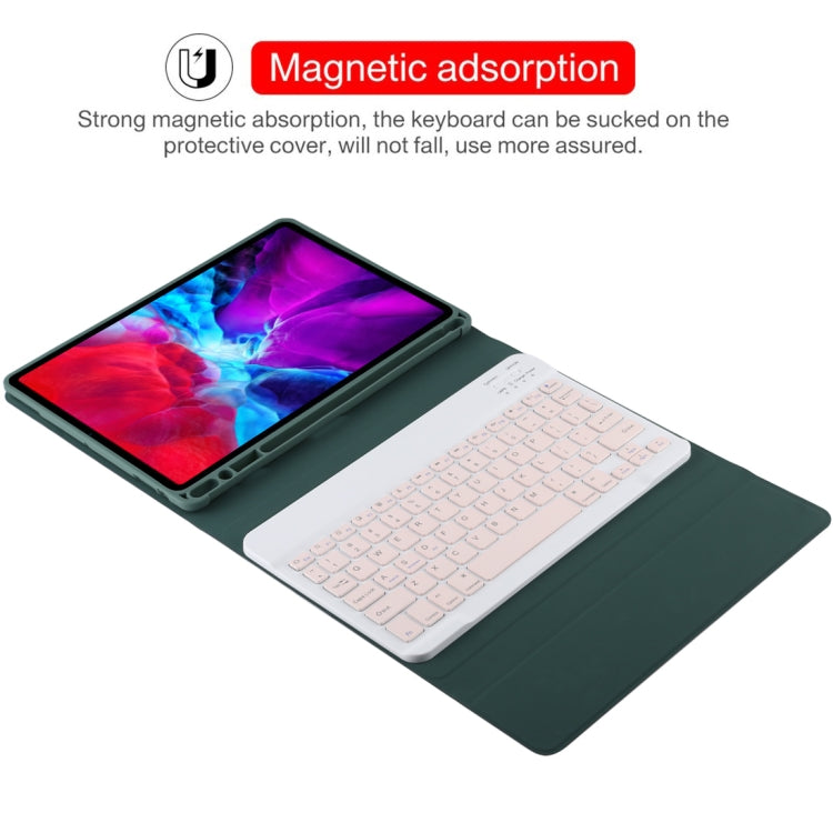 TG11B Detachable Bluetooth Pink Keyboard + Microfiber Leather Tablet Case for iPad Pro 11 inch (2020), with Pen Slot & Holder (Dark Green) - For iPad Pro by PMC Jewellery | Online Shopping South Africa | PMC Jewellery