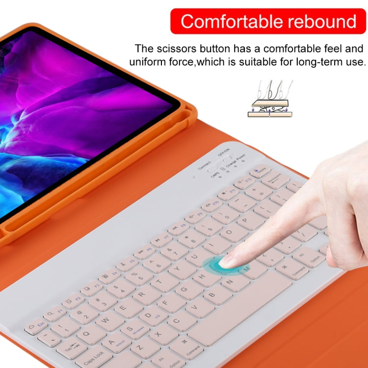 TG11B Detachable Bluetooth Pink Keyboard + Microfiber Leather Tablet Case for iPad Pro 11 inch (2020), with Pen Slot & Holder (Orange) - For iPad Pro by PMC Jewellery | Online Shopping South Africa | PMC Jewellery