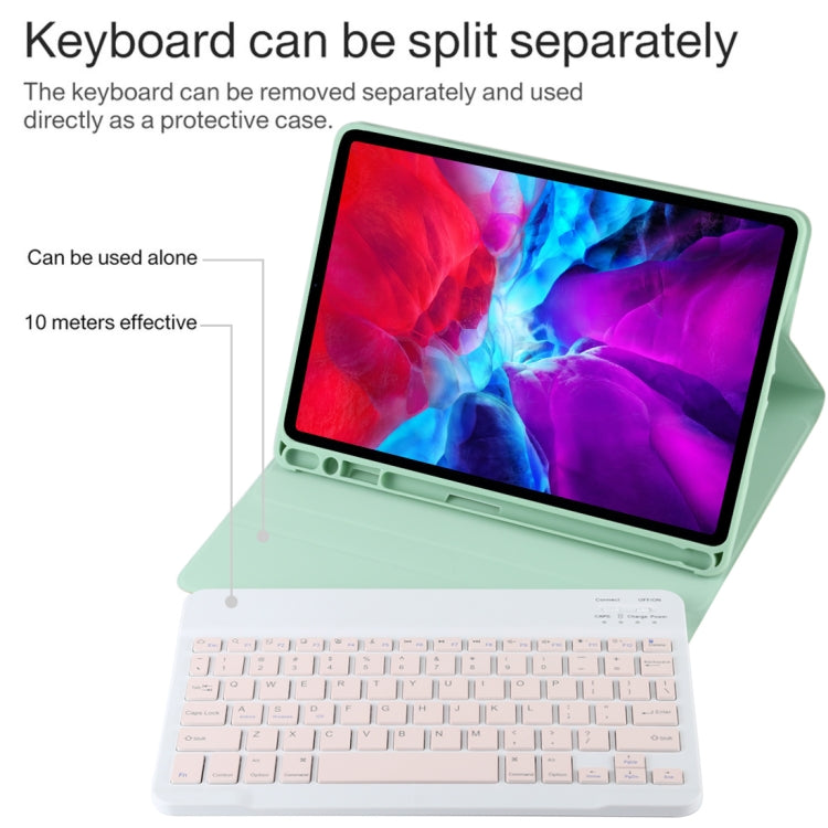 TG11B Detachable Bluetooth Pink Keyboard + Microfiber Leather Tablet Case for iPad Pro 11 inch (2020), with Pen Slot & Holder (Green) - For iPad Pro by PMC Jewellery | Online Shopping South Africa | PMC Jewellery