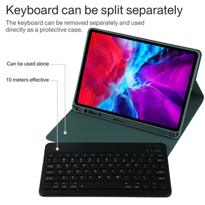 TG11B Detachable Bluetooth Black Keyboard + Microfiber Leather Tablet Case for iPad Pro 11 inch (2020), with Pen Slot & Holder (Dark Green) - For iPad Pro by PMC Jewellery | Online Shopping South Africa | PMC Jewellery