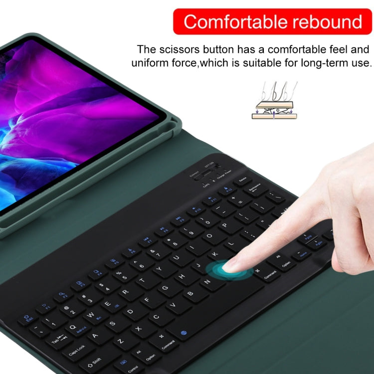 TG11B Detachable Bluetooth Black Keyboard + Microfiber Leather Tablet Case for iPad Pro 11 inch (2020), with Pen Slot & Holder (Dark Green) - For iPad Pro by PMC Jewellery | Online Shopping South Africa | PMC Jewellery