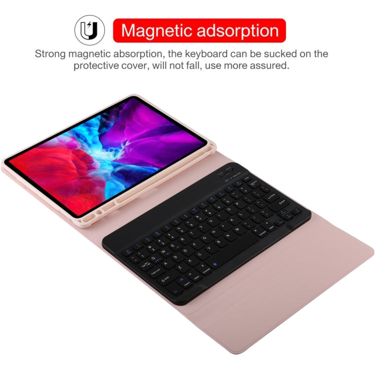 TG11B Detachable Bluetooth Black Keyboard + Microfiber Leather Tablet Case for iPad Pro 11 inch (2020), with Pen Slot & Holder (Pink) - For iPad Pro by PMC Jewellery | Online Shopping South Africa | PMC Jewellery