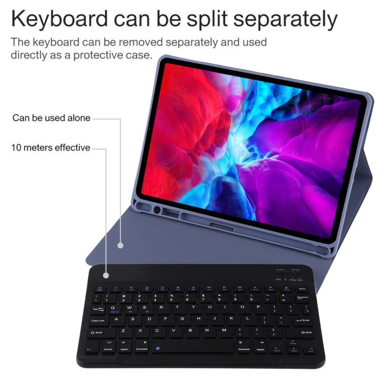 TG11B Detachable Bluetooth Black Keyboard + Microfiber Leather Tablet Case for iPad Pro 11 inch (2020), with Pen Slot & Holder (Purple) - For iPad Pro by PMC Jewellery | Online Shopping South Africa | PMC Jewellery