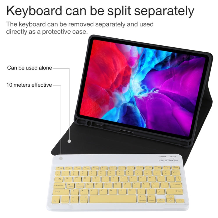 TG11B Detachable Bluetooth Yellow Keyboard + Microfiber Leather Tablet Case for iPad Pro 11 inch (2020), with Pen Slot & Holder (Black) - For iPad Pro by PMC Jewellery | Online Shopping South Africa | PMC Jewellery