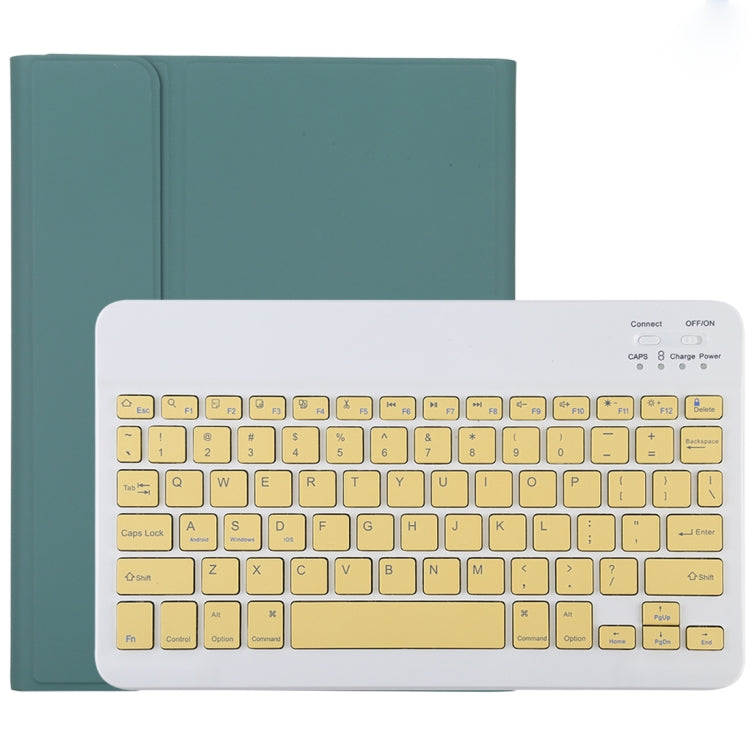 TG11B Detachable Bluetooth Yellow Keyboard + Microfiber Leather Tablet Case for iPad Pro 11 inch (2020), with Pen Slot & Holder (Dark Green) - For iPad Pro by PMC Jewellery | Online Shopping South Africa | PMC Jewellery