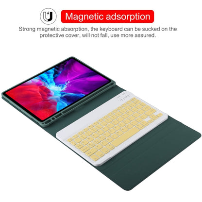 TG11B Detachable Bluetooth Yellow Keyboard + Microfiber Leather Tablet Case for iPad Pro 11 inch (2020), with Pen Slot & Holder (Dark Green) - For iPad Pro by PMC Jewellery | Online Shopping South Africa | PMC Jewellery