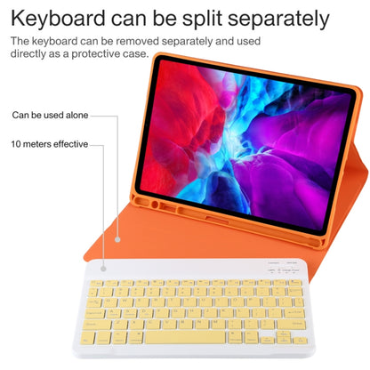 TG11B Detachable Bluetooth Yellow Keyboard + Microfiber Leather Tablet Case for iPad Pro 11 inch (2020), with Pen Slot & Holder (Orange) - For iPad Pro by PMC Jewellery | Online Shopping South Africa | PMC Jewellery