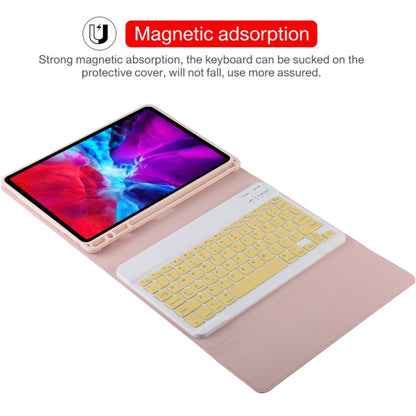 TG11B Detachable Bluetooth Yellow Keyboard + Microfiber Leather Tablet Case for iPad Pro 11 inch (2020), with Pen Slot & Holder (Pink) - For iPad Pro by PMC Jewellery | Online Shopping South Africa | PMC Jewellery