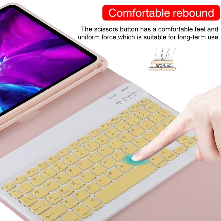 TG11B Detachable Bluetooth Yellow Keyboard + Microfiber Leather Tablet Case for iPad Pro 11 inch (2020), with Pen Slot & Holder (Pink) - For iPad Pro by PMC Jewellery | Online Shopping South Africa | PMC Jewellery