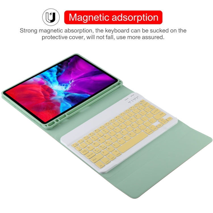 TG11B Detachable Bluetooth Yellow Keyboard + Microfiber Leather Tablet Case for iPad Pro 11 inch (2020), with Pen Slot & Holder (Green) - For iPad Pro by PMC Jewellery | Online Shopping South Africa | PMC Jewellery