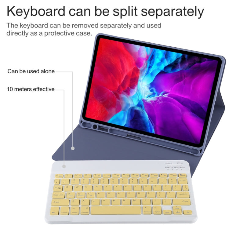 TG11B Detachable Bluetooth Yellow Keyboard + Microfiber Leather Tablet Case for iPad Pro 11 inch (2020), with Pen Slot & Holder (Purple) - For iPad Pro by PMC Jewellery | Online Shopping South Africa | PMC Jewellery