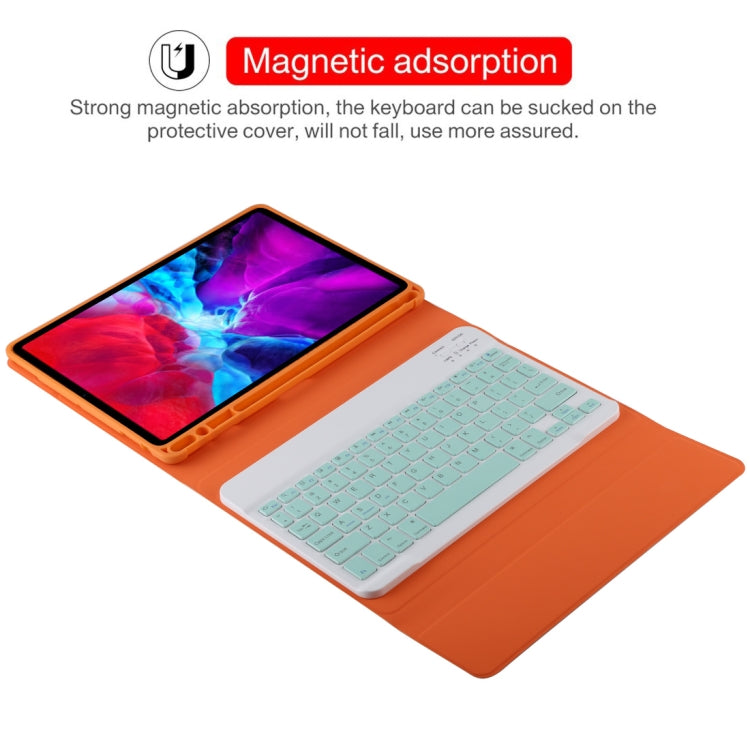 TG11B Detachable Bluetooth Green Keyboard + Microfiber Leather Tablet Case for iPad Pro 11 inch (2020), with Pen Slot & Holder (Orange) - For iPad Pro by PMC Jewellery | Online Shopping South Africa | PMC Jewellery