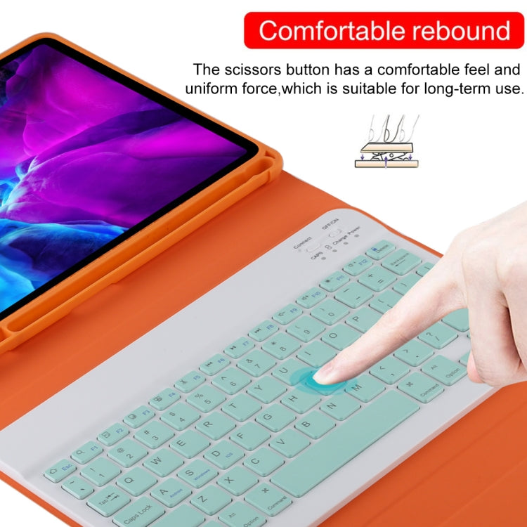 TG11B Detachable Bluetooth Green Keyboard + Microfiber Leather Tablet Case for iPad Pro 11 inch (2020), with Pen Slot & Holder (Orange) - For iPad Pro by PMC Jewellery | Online Shopping South Africa | PMC Jewellery