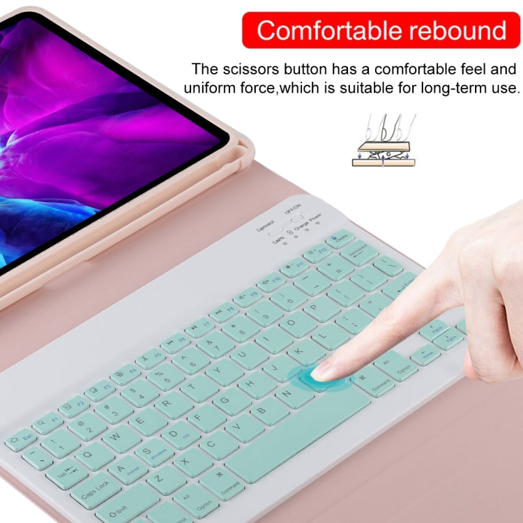 TG11B Detachable Bluetooth Green Keyboard + Microfiber Leather Tablet Case for iPad Pro 11 inch (2020), with Pen Slot & Holder (Pink) - For iPad Pro by PMC Jewellery | Online Shopping South Africa | PMC Jewellery