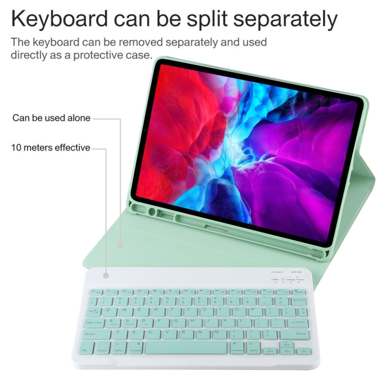 TG11B Detachable Bluetooth Green Keyboard + Microfiber Leather Tablet Case for iPad Pro 11 inch (2020), with Pen Slot & Holder (Green) - For iPad Pro by PMC Jewellery | Online Shopping South Africa | PMC Jewellery