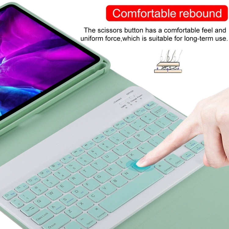 TG11B Detachable Bluetooth Green Keyboard + Microfiber Leather Tablet Case for iPad Pro 11 inch (2020), with Pen Slot & Holder (Green) - For iPad Pro by PMC Jewellery | Online Shopping South Africa | PMC Jewellery