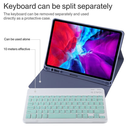 TG11B Detachable Bluetooth Green Keyboard + Microfiber Leather Tablet Case for iPad Pro 11 inch (2020), with Pen Slot & Holder (Purple) - For iPad Pro by PMC Jewellery | Online Shopping South Africa | PMC Jewellery