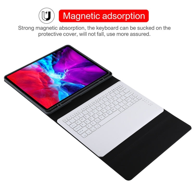T129 Detachable Bluetooth White Keyboard Microfiber Leather Tablet Case for iPad Pro 12.9 inch (2020), with Holder (Blue) - For iPad Pro by PMC Jewellery | Online Shopping South Africa | PMC Jewellery | Buy Now Pay Later Mobicred