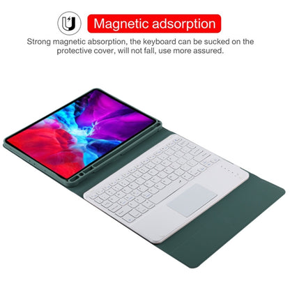 TG11BC Detachable Bluetooth White Keyboard Microfiber Leather Tablet Case for iPad Pro 11 inch (2020), with Touchpad & Pen Slot & Holder (Dark Green) - For iPad Pro by PMC Jewellery | Online Shopping South Africa | PMC Jewellery