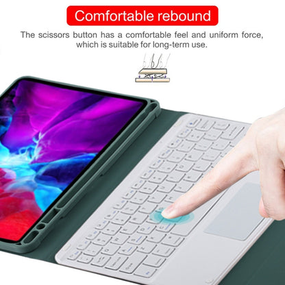 TG11BC Detachable Bluetooth White Keyboard Microfiber Leather Tablet Case for iPad Pro 11 inch (2020), with Touchpad & Pen Slot & Holder (Dark Green) - For iPad Pro by PMC Jewellery | Online Shopping South Africa | PMC Jewellery