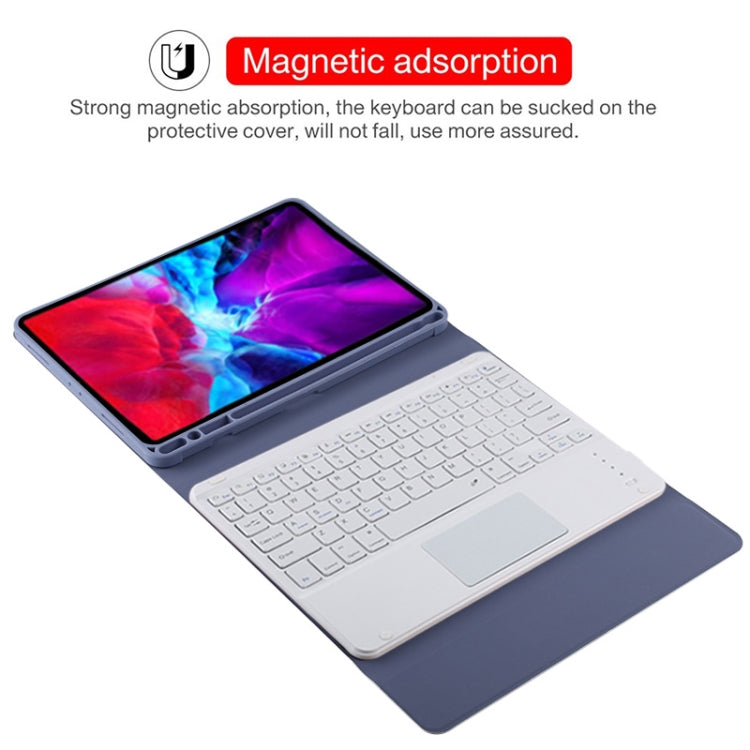 TG11BC Detachable Bluetooth White Keyboard Microfiber Leather Tablet Case for iPad Pro 11 inch (2020), with Touchpad & Pen Slot & Holder (Purple) - For iPad Pro by PMC Jewellery | Online Shopping South Africa | PMC Jewellery