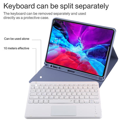 TG11BC Detachable Bluetooth White Keyboard Microfiber Leather Tablet Case for iPad Pro 11 inch (2020), with Touchpad & Pen Slot & Holder (Purple) - For iPad Pro by PMC Jewellery | Online Shopping South Africa | PMC Jewellery