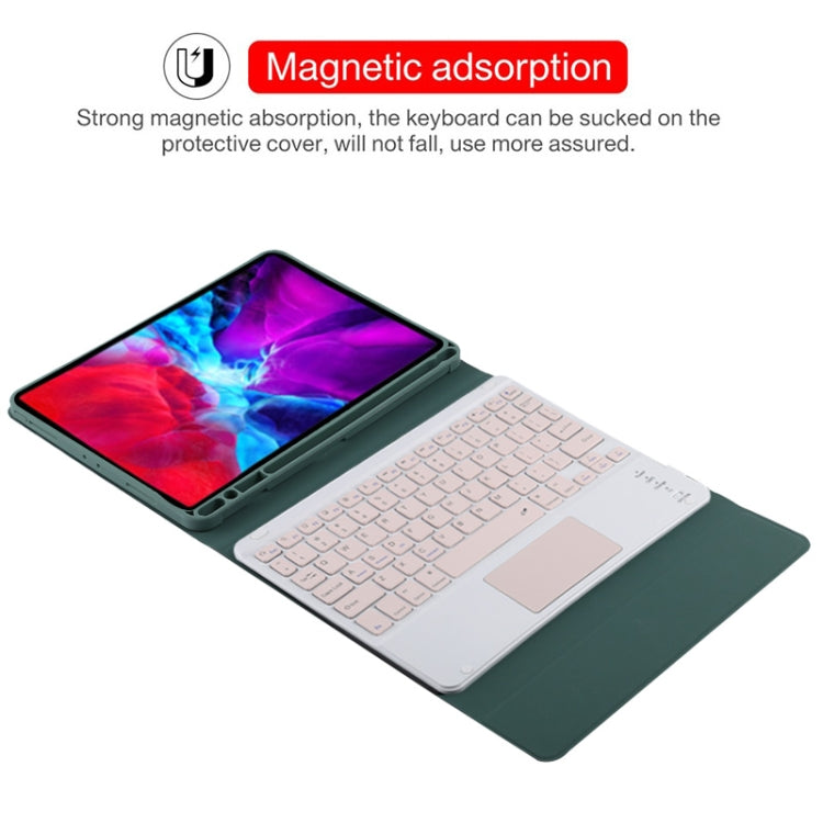 TG11BC Detachable Bluetooth Pink Keyboard Microfiber Leather Tablet Case for iPad Pro 11 inch (2020), with Touchpad & Pen Slot & Holder (Dark Green) - For iPad Pro by PMC Jewellery | Online Shopping South Africa | PMC Jewellery