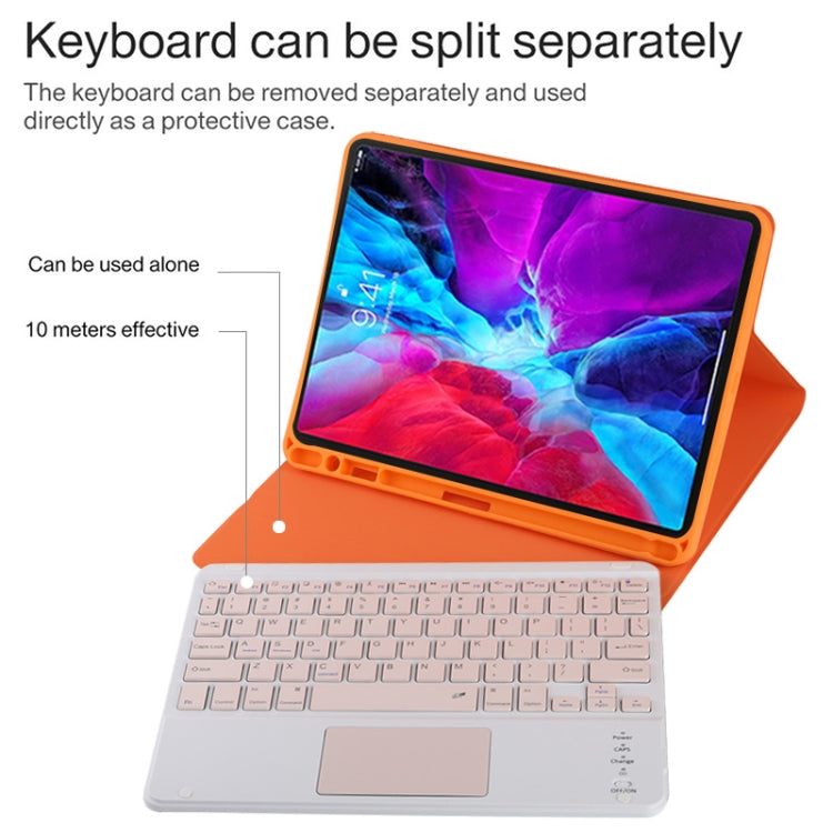 TG11BC Detachable Bluetooth Pink Keyboard Microfiber Leather Tablet Case for iPad Pro 11 inch (2020), with Touchpad & Pen Slot & Holder (Orange) - For iPad Pro by PMC Jewellery | Online Shopping South Africa | PMC Jewellery