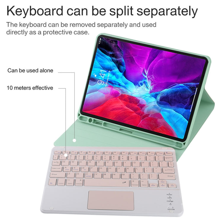 TG11BC Detachable Bluetooth Pink Keyboard Microfiber Leather Tablet Case for iPad Pro 11 inch (2020), with Touchpad & Pen Slot & Holder (Green) - For iPad Pro by PMC Jewellery | Online Shopping South Africa | PMC Jewellery