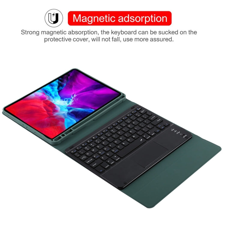 TG11BC Detachable Bluetooth Black Keyboard Microfiber Leather Tablet Case for iPad Pro 11 inch (2020), with Touchpad & Pen Slot & Holder (Dark Green) - For iPad Pro by PMC Jewellery | Online Shopping South Africa | PMC Jewellery