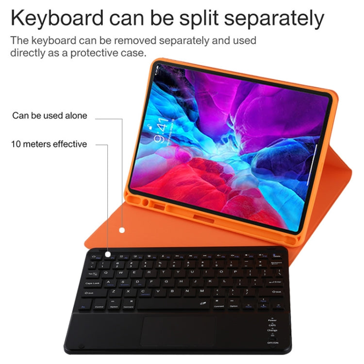 TG11BC Detachable Bluetooth Black Keyboard Microfiber Leather Tablet Case for iPad Pro 11 inch (2020), with Touchpad & Pen Slot & Holder (Orange) - For iPad Pro by PMC Jewellery | Online Shopping South Africa | PMC Jewellery