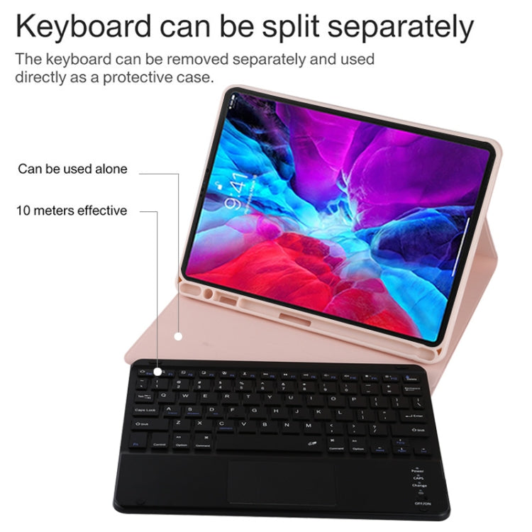 TG11BC Detachable Bluetooth Black Keyboard Microfiber Leather Tablet Case for iPad Pro 11 inch (2020), with Touchpad & Pen Slot & Holder (Pink) - For iPad Pro by PMC Jewellery | Online Shopping South Africa | PMC Jewellery