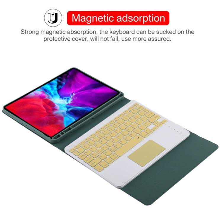 TG11BC Detachable Bluetooth Yellow Keyboard Microfiber Leather Tablet Case for iPad Pro 11 inch (2020), with Touchpad & Pen Slot & Holder (Dark Green) - For iPad Pro by PMC Jewellery | Online Shopping South Africa | PMC Jewellery