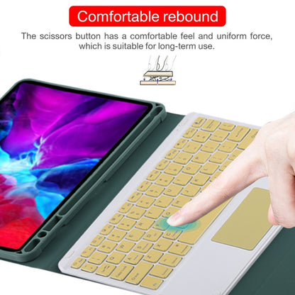 TG11BC Detachable Bluetooth Yellow Keyboard Microfiber Leather Tablet Case for iPad Pro 11 inch (2020), with Touchpad & Pen Slot & Holder (Dark Green) - For iPad Pro by PMC Jewellery | Online Shopping South Africa | PMC Jewellery