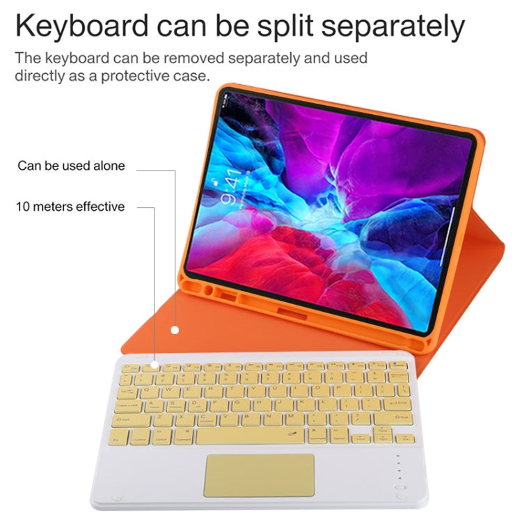 TG11BC Detachable Bluetooth Yellow Keyboard Microfiber Leather Tablet Case for iPad Pro 11 inch (2020), with Touchpad & Pen Slot & Holder (Orange) - For iPad Pro by PMC Jewellery | Online Shopping South Africa | PMC Jewellery