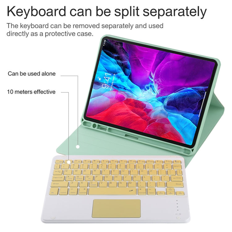 TG11BC Detachable Bluetooth Yellow Keyboard Microfiber Leather Tablet Case for iPad Pro 11 inch (2020), with Touchpad & Pen Slot & Holder (Green) - For iPad Pro by PMC Jewellery | Online Shopping South Africa | PMC Jewellery