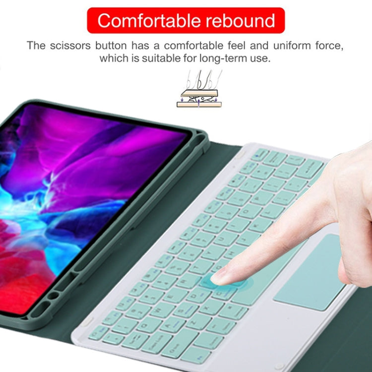 TG11BC Detachable Bluetooth Green Keyboard Microfiber Leather Tablet Case for iPad Pro 11 inch (2020), with Touchpad & Pen Slot & Holder (Dark Green) - For iPad Pro by PMC Jewellery | Online Shopping South Africa | PMC Jewellery