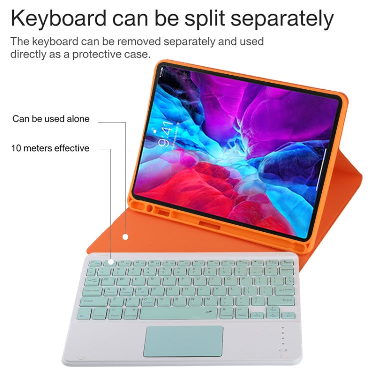 TG11BC Detachable Bluetooth Green Keyboard Microfiber Leather Tablet Case for iPad Pro 11 inch (2020), with Touchpad & Pen Slot & Holder (Orange) - For iPad Pro by PMC Jewellery | Online Shopping South Africa | PMC Jewellery