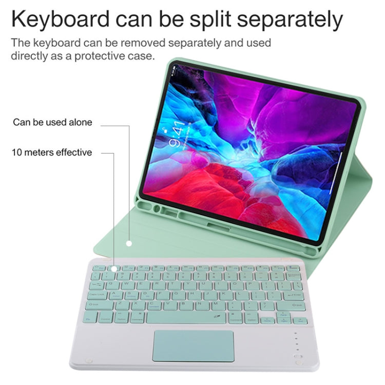 TG11BC Detachable Bluetooth Green Keyboard Microfiber Leather Tablet Case for iPad Pro 11 inch (2020), with Touchpad & Pen Slot & Holder (Green) - For iPad Pro by PMC Jewellery | Online Shopping South Africa | PMC Jewellery