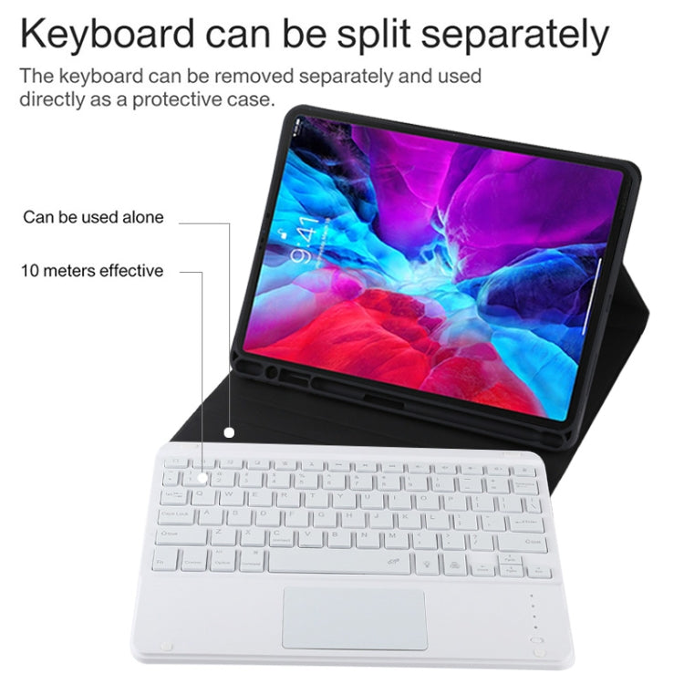 TG11BCS Detachable Bluetooth White Keyboard Microfiber Leather Tablet Case for iPad Pro 11 inch (2020), with Backlight & Touchpad & Pen Slot & Holder (Black) - For iPad Pro by PMC Jewellery | Online Shopping South Africa | PMC Jewellery