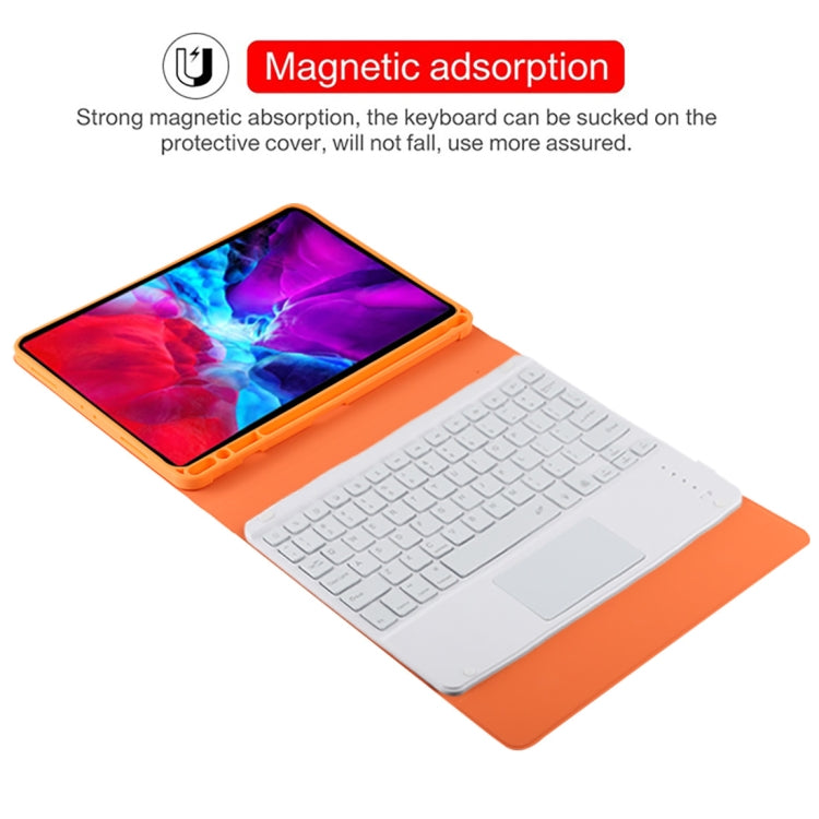 TG11BCS Detachable Bluetooth White Keyboard Microfiber Leather Tablet Case for iPad Pro 11 inch (2020), with Backlight & Touchpad & Pen Slot & Holder (Orange) - For iPad Pro by PMC Jewellery | Online Shopping South Africa | PMC Jewellery