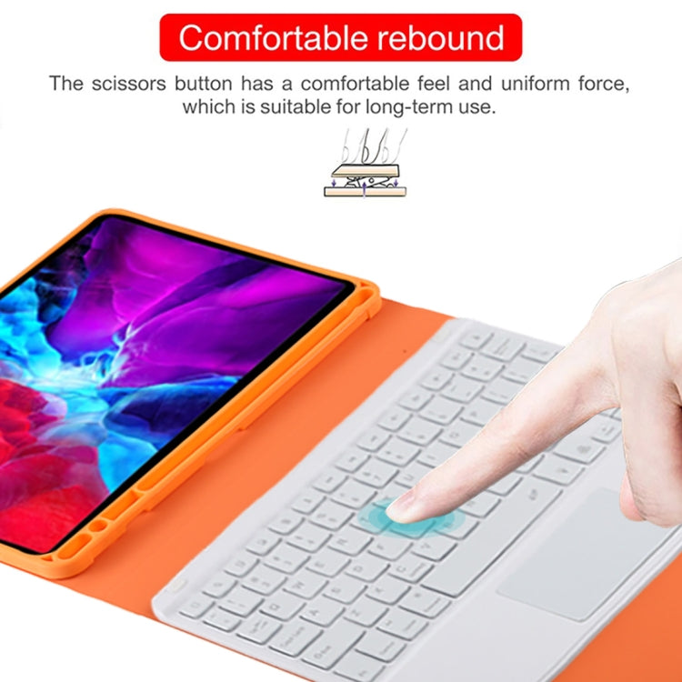 TG11BCS Detachable Bluetooth White Keyboard Microfiber Leather Tablet Case for iPad Pro 11 inch (2020), with Backlight & Touchpad & Pen Slot & Holder (Orange) - For iPad Pro by PMC Jewellery | Online Shopping South Africa | PMC Jewellery