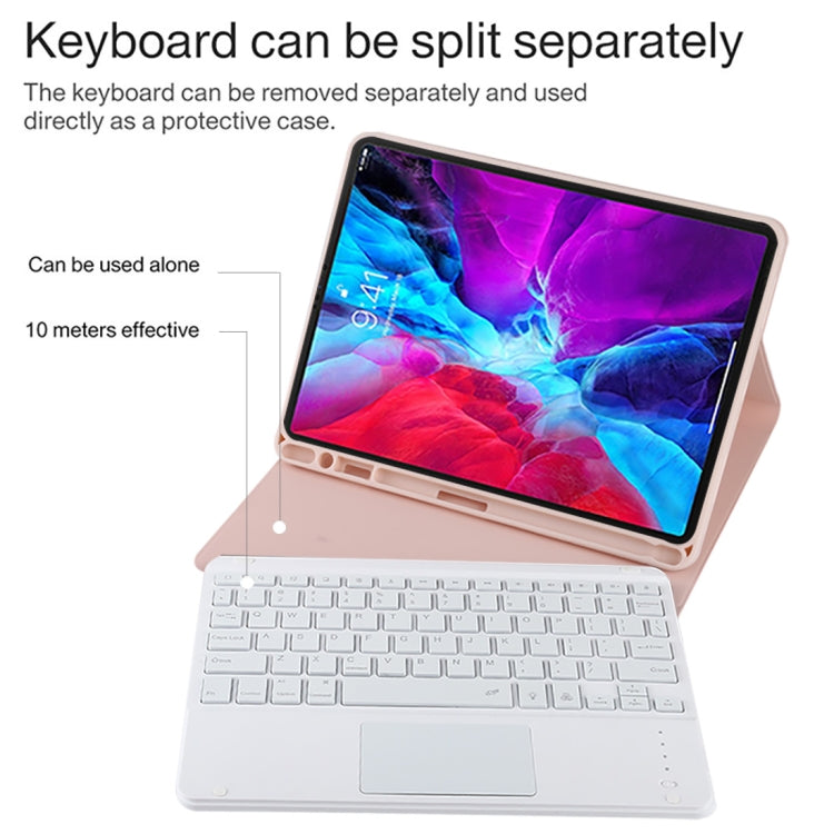 TG11BCS Detachable Bluetooth White Keyboard Microfiber Leather Tablet Case for iPad Pro 11 inch (2020), with Backlight & Touchpad & Pen Slot & Holder (Pink) - For iPad Pro by PMC Jewellery | Online Shopping South Africa | PMC Jewellery