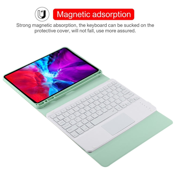 TG11BCS Detachable Bluetooth White Keyboard Microfiber Leather Tablet Case for iPad Pro 11 inch (2020), with Backlight & Touchpad & Pen Slot & Holder (Green) - For iPad Pro by PMC Jewellery | Online Shopping South Africa | PMC Jewellery