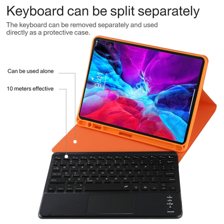 TG11BCS Detachable Bluetooth Black Keyboard Microfiber Leather Tablet Case for iPad Pro 11 inch (2020), with Backlight & Touchpad & Pen Slot & Holder (Orange) - For iPad Pro by PMC Jewellery | Online Shopping South Africa | PMC Jewellery