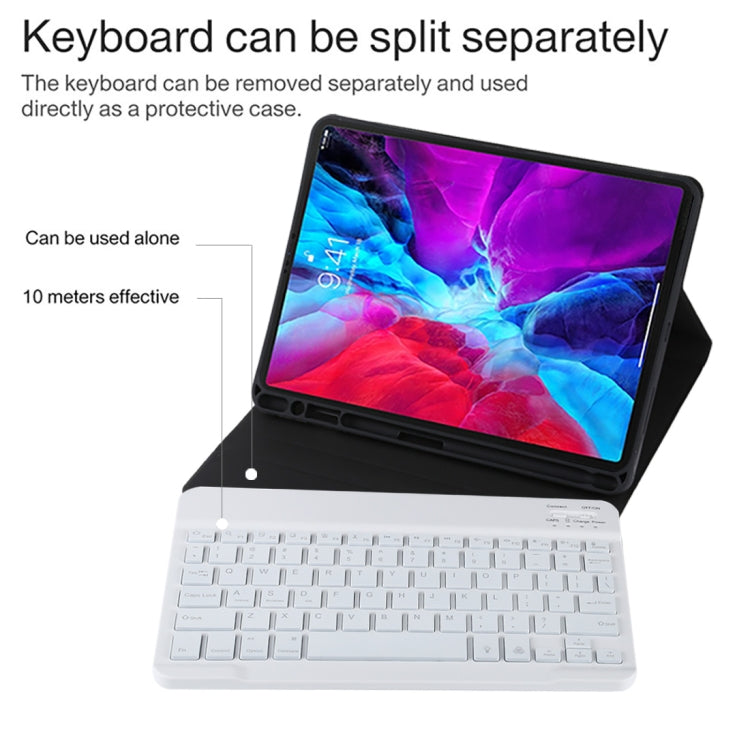 TG11BS Detachable Bluetooth White Keyboard Microfiber Leather Tablet Case for iPad Pro 11 inch (2020), with Backlight & Pen Slot & Holder (Black) - For iPad Pro by PMC Jewellery | Online Shopping South Africa | PMC Jewellery