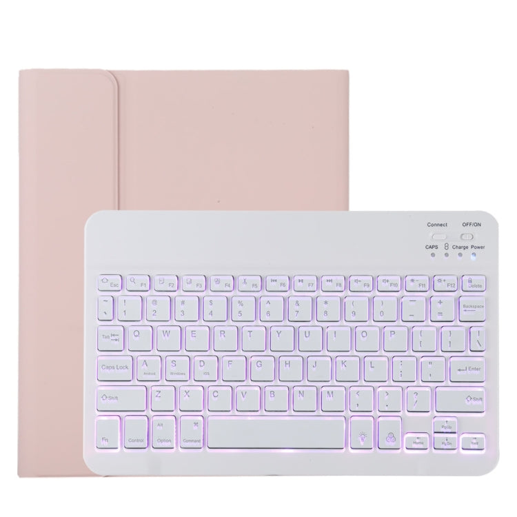 TG11BS Detachable Bluetooth White Keyboard Microfiber Leather Tablet Case for iPad Pro 11 inch (2020), with Backlight & Pen Slot & Holder (Pink) - For iPad Pro by PMC Jewellery | Online Shopping South Africa | PMC Jewellery