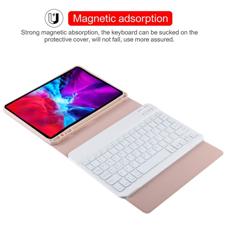 TG11BS Detachable Bluetooth White Keyboard Microfiber Leather Tablet Case for iPad Pro 11 inch (2020), with Backlight & Pen Slot & Holder (Pink) - For iPad Pro by PMC Jewellery | Online Shopping South Africa | PMC Jewellery