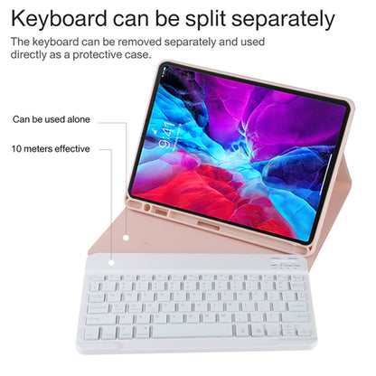 TG11BS Detachable Bluetooth White Keyboard Microfiber Leather Tablet Case for iPad Pro 11 inch (2020), with Backlight & Pen Slot & Holder (Pink) - For iPad Pro by PMC Jewellery | Online Shopping South Africa | PMC Jewellery